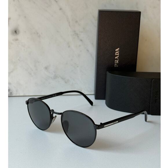 NEW Prada PR B51S Polarized Metal Sunglasses in Black - Picture 1 of 7